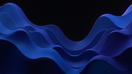 Aufkleber - abstract wavy blue lines with a dark backdrop. the lines are dynamic and flowing, creating a sense of movement and depth. The color gradient adds dimension to the image