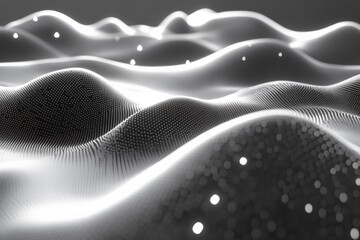 Fototapete - Abstract representation of flowing waves illuminated by light in a dark setting emphasizing depth and texture