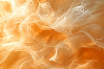 Poster - Dynamic flow of translucent smoke creating an abstract pattern against a warm orange backdrop
