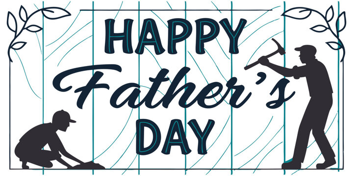 Happy Father's Day Typography Design with Artistic Border and Blue Aesthetics