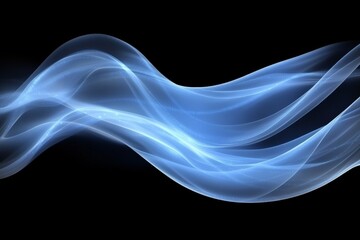 Aufkleber - Elegant blue waves of light flow smoothly across a dark background, creating a serene and calming atmosphere
