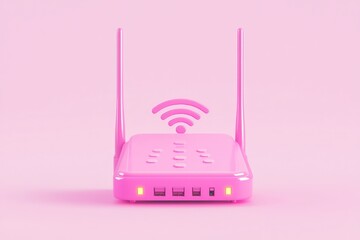 Poster - Modern Wi-Fi hotspot depicted in a minimalistic 3D router design.