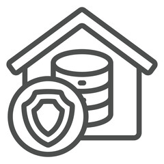 Poster - home cloud storage line icon, data protection concept. vector graphics. safety emblem with house, di