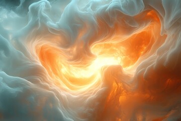 Leinwandbilder - Vibrant cosmic clouds swirl in a nebula, showcasing bright orange and soft blue hues in a stunning celestial display