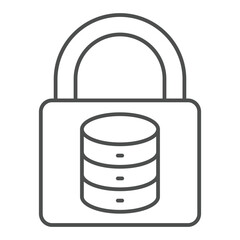 Poster - lock with disks thin line icon, data protection concept. vector graphics. storage array locked sign 