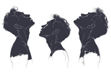 Poster - Unique artistic representation of a young man's profile in three stages showcasing introspection and emotion