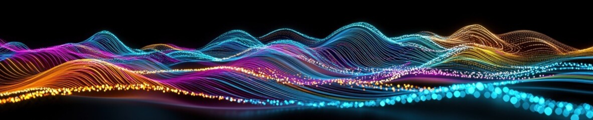 Poster - Digital connections visualized through colorful light paths.