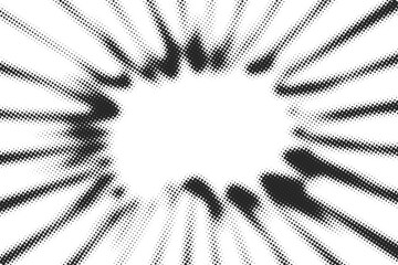 Poster - Abstract simple flat black halftone speed lines texture consists of different dots isolated on a transparent background. Geometric vector shape elements pattern for presentation design or banner