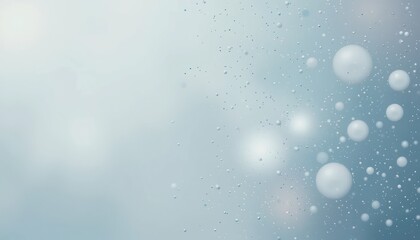 Poster - Captivating water droplets underwater macro abstract imagery tranquil blue background close-up view visual serenity for relaxation