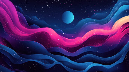 Wall Mural - abstract cosmic landscape, pink and blue nebula