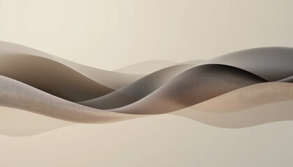 Poster - Flowing abstract waves digital art soft tones minimalist design serene aesthetic