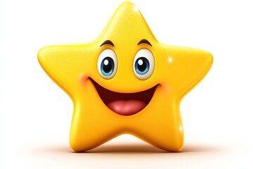Aufkleber - Smiling yellow star character with big eyes and cheerful expression on a white background
