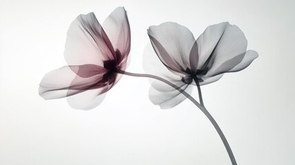 Aufkleber - Two elegant flowers gracefully sway, their petals translucent and adorned with subtle tones. Bathed in soft light, they create enchanting shadows that merge beautifully