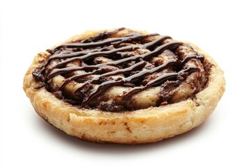 Poster - Delicious freshly baked chocolate cinnamon roll with rich glaze displayed on a clean white background