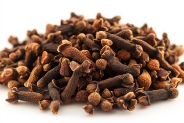 Poster - Variety of whole cloves stacked in a pile showcasing their unique shapes and rich brown color