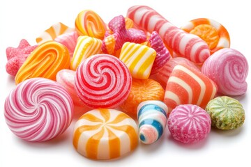 Poster - Colorful assortment of assorted candies displayed on a white background perfect for celebration or gifting