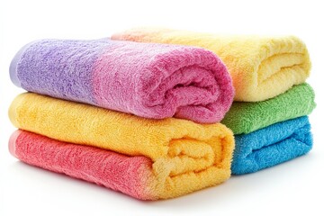 Poster - Soft and colorful towels stacked neatly for bathroom decor and comfort