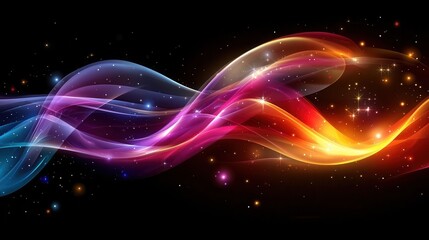 Poster - Vibrant abstract waves of color create a dynamic visual experience, perfect for backgrounds or creative projects on black background