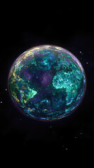 Wall Mural - Vibrant earth from space: illuminated continents and starry cosmos
