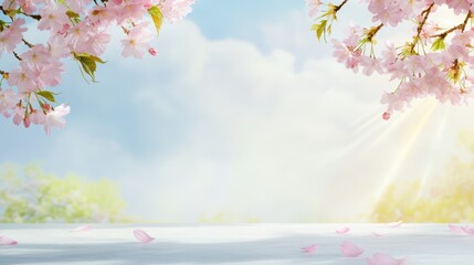 Wall Mural - spring's gentle embrace: a vibrant composition capturing the essence of spring, with blooming cherry