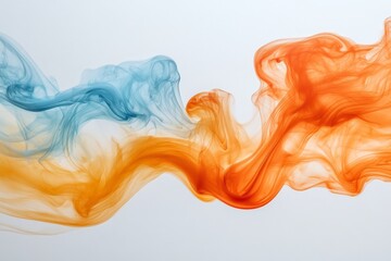 Poster - Colorful smoke waves swirling together in bright hues of blue, orange, and yellow against a light backdrop