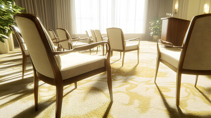 Poster - Cozy living room featuring a comfortable chair and elegant table designed for relaxation and leisure activities.