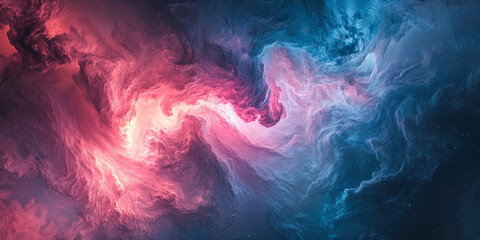 Wall Mural - Vibrant swirling nebula in space with pink and blue hues