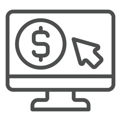 Poster - screen with dollar and cursor line icon, bank account concept. vector graphics. monitor with coin an