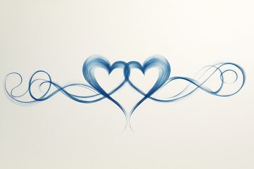 Poster - Elegant blue heart design with intertwined swirls showcasing love and affection in a minimalist style