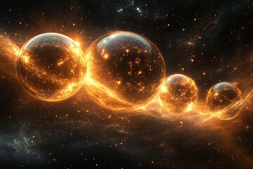 Leinwandbilder - Vibrant cosmic spheres glowing in a vast universe during a stellar event