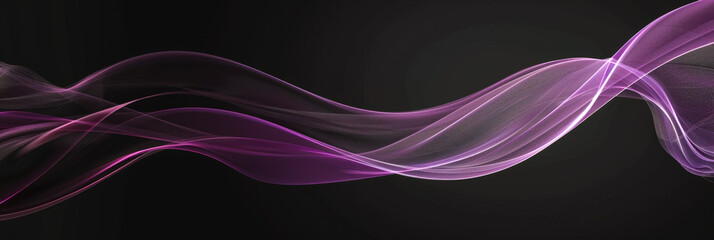 Fototapete - Waves of purple and pink flow gracefully against a dark background, creating a visually striking abstract design with smooth gradients