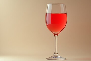 Aufkleber - Elegant glass filled with vibrant red beverage on a neutral background showcasing simplicity and style