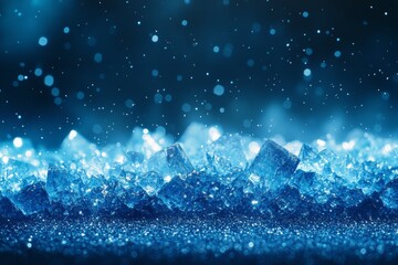 Poster - Sparkling blue ice crystals create a captivating, magical atmosphere in a winter wonderland setting
