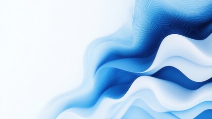 Poster - Flowing blue white and gradient waves create a smooth, elegant abstract background, evoking a sense of tranquility and serenity
