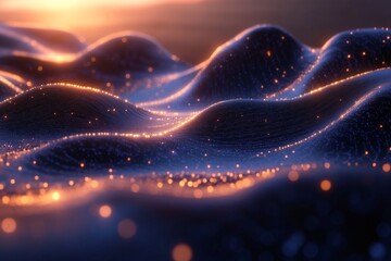 Aufkleber - Waves of light glimmering on a tranquil ocean at sunset creating a mesmerizing visual experience