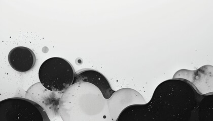 Poster - Abstract black and white fluid shapes digital art modern design minimalist environment artistic viewpoint creative concept