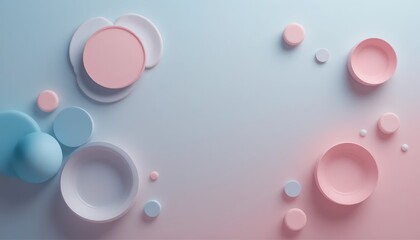 Poster - Creative abstract composition of geometric shapes digital art modern aesthetic soft color palette minimalist design concept