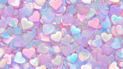 Wall Mural - seamless heart's delight: a captivating composition of pastel-colored heart shapes creates a whimsic