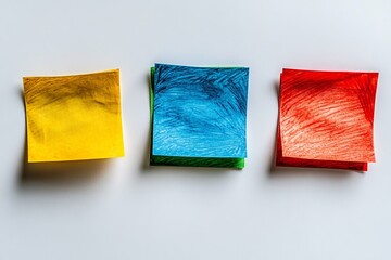 Poster - Colorful sticky notes arranged neatly on a white surface for creative organization and planning at an office