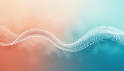 Poster - Dynamic flow of abstract waves digital art visual design tranquil environment soft color palette conceptual representation for modern aesthetics