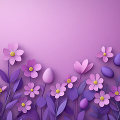 Poster - A purple background with a flowery border. The flowers are purple and yellow. The flowers are arranged in a way that they look like they are blooming