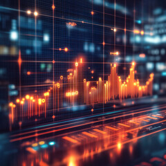 Poster - A graph with orange lines and dots that are lit up. The graph is showing a rise in numbers