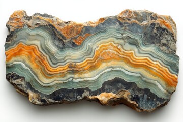 Aufkleber - Natural agate stone with vibrant banding patterns displayed against a white background