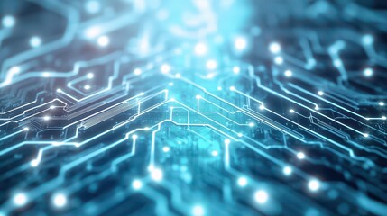 Aufkleber - Futuristic Circuit Board Design with Intricate Patterns and Lines Set Against a Deep Blue Background Creating a Sense of Technology and Innovation