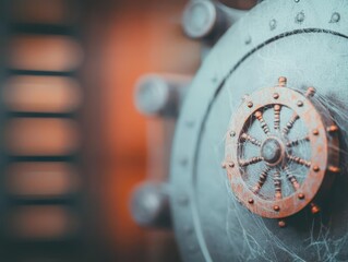 Poster - Intricate Close Up of Polished Metal Object Highlighting Reflections and Textures in a Soft Natural Light Setting Evoking Industrial Elegance and Precision