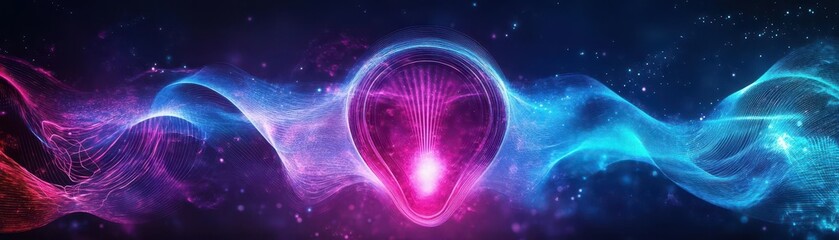 Poster - vibrant colorful wave of light dancing across deep dark background creating a mesmerizing visual exp