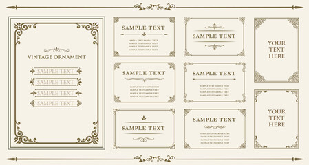 Fototapete - Vintage frames. Set of Decorative borders set, floral ornament, Vector antique decor..eps