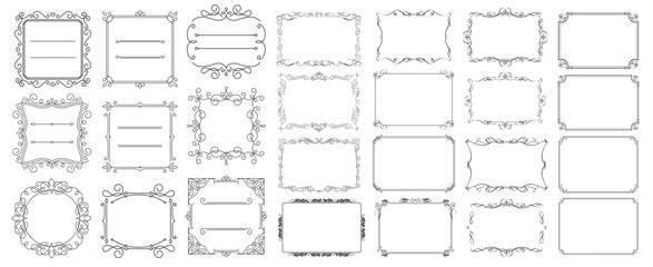 Fototapete - Vintage Collection of design elements. Vector illustration borders and frames set. Exquisite invitation frames. .eps