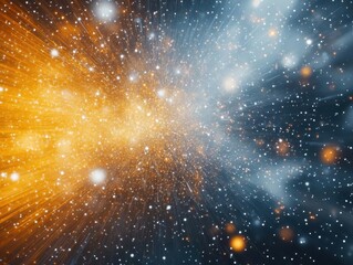 Poster - Vibrant Explosion of Yellow and Blue Stars Illuminating a Night Sky Creating a Magical Atmosphere Full of Wonder and Awe Captivating the Viewer