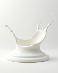 Aufkleber - splashing milk creating a crown-like shape, with droplets. The image showcases the dynamic movement and textures of the liquid